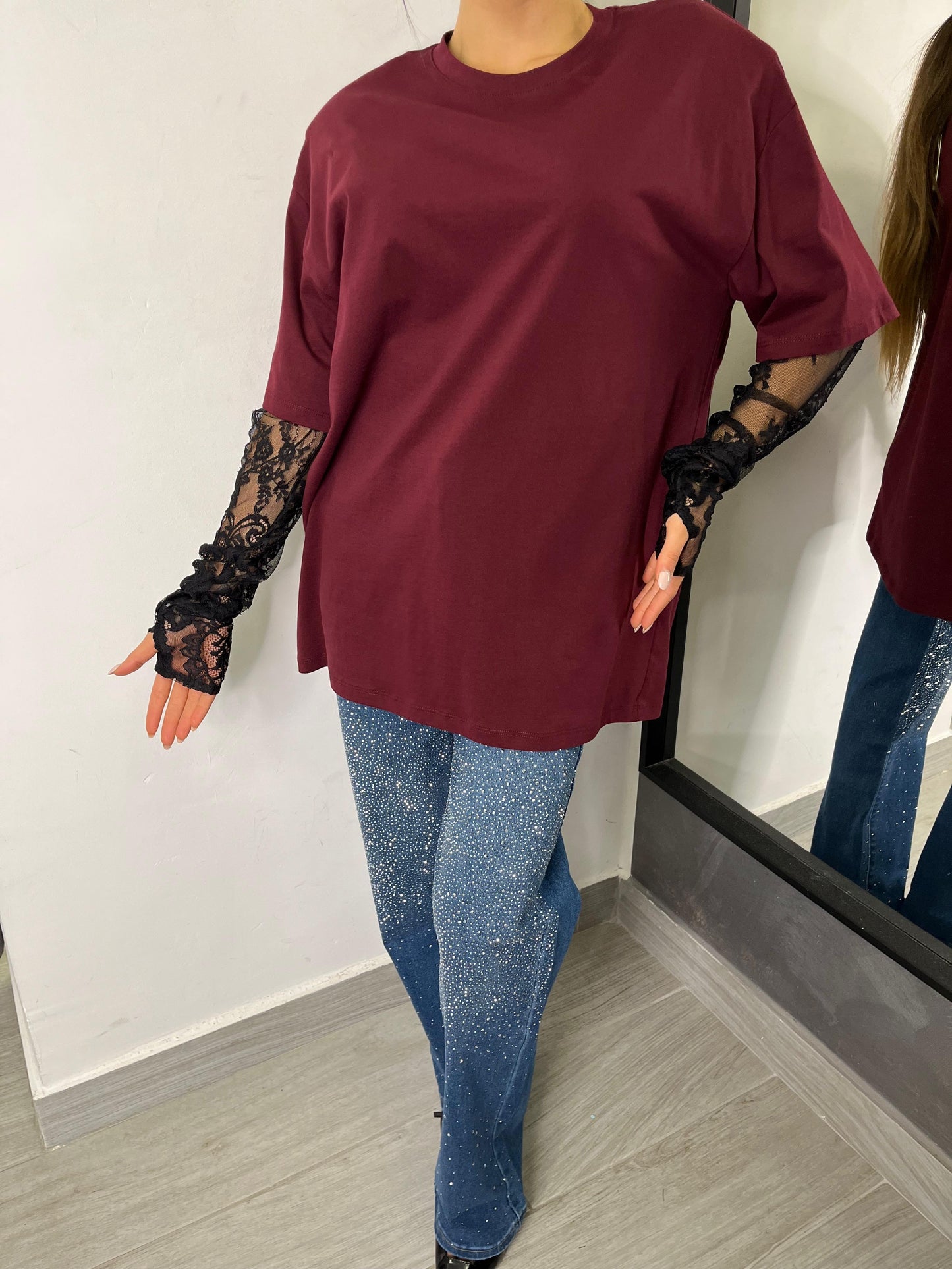 T-Shirt Pizzo Bordeaux Vicolo