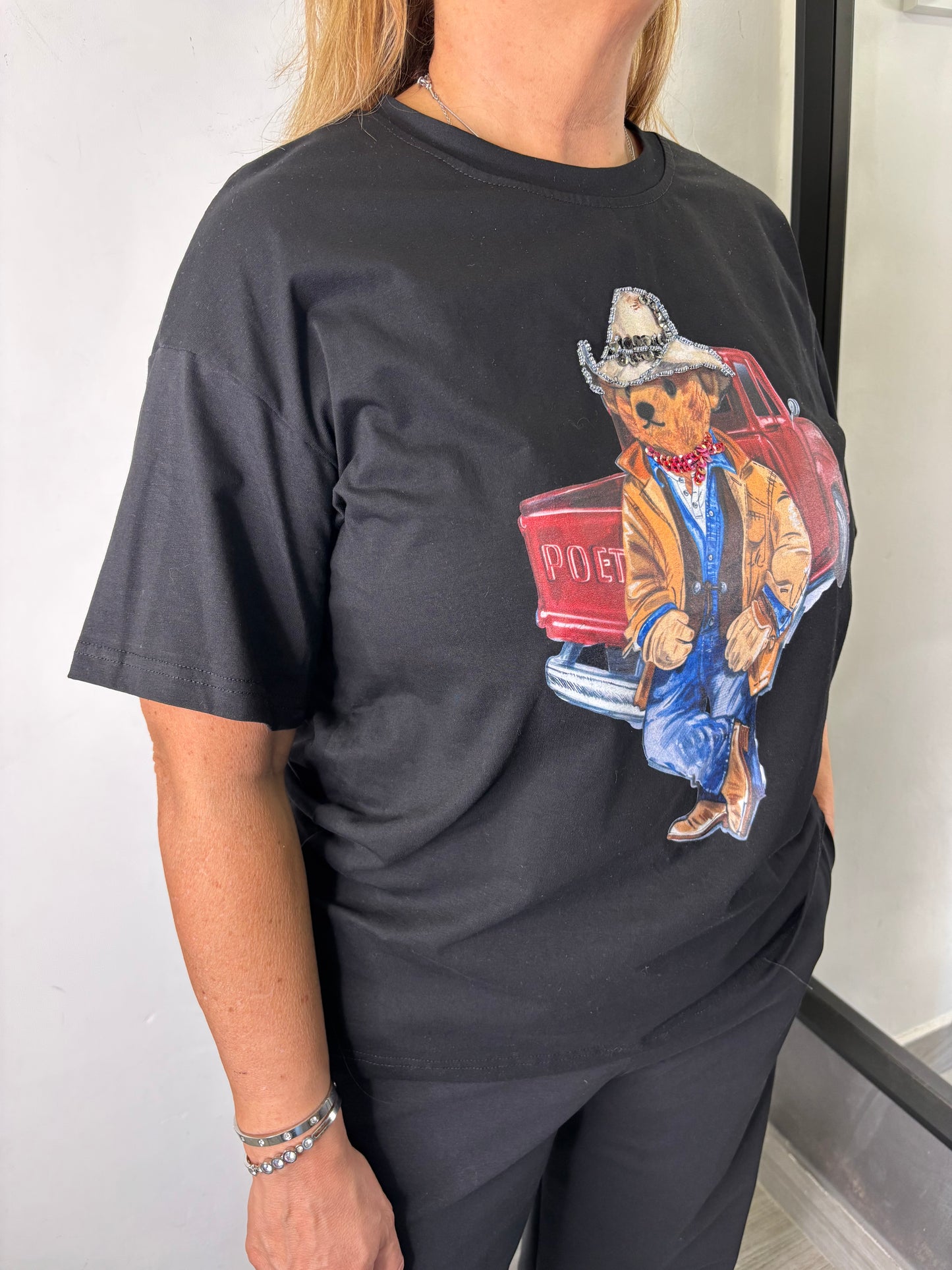 T-Shirt Teddy Car Nera