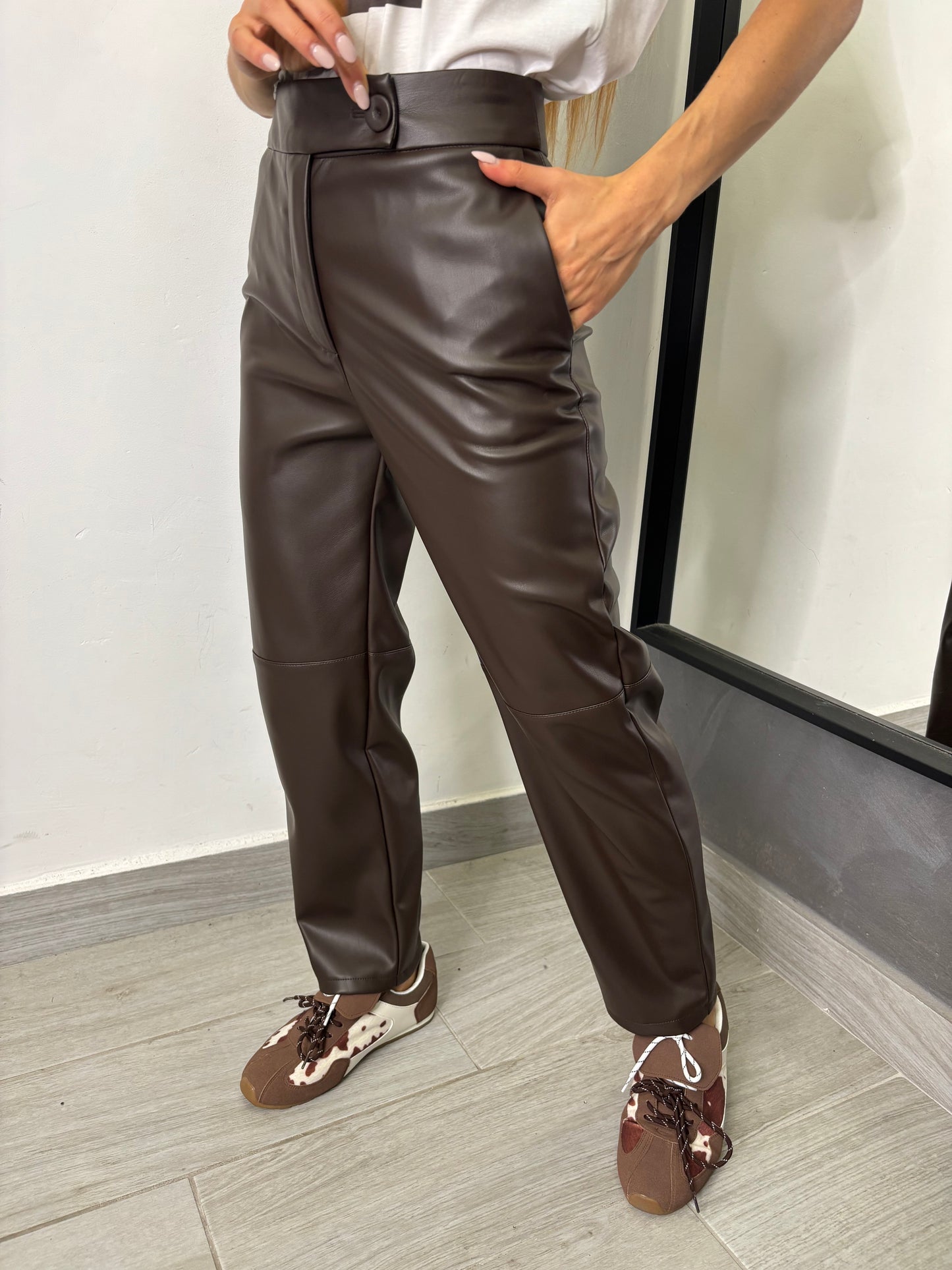 Pantalone Ecopelle Marrone  Imperial