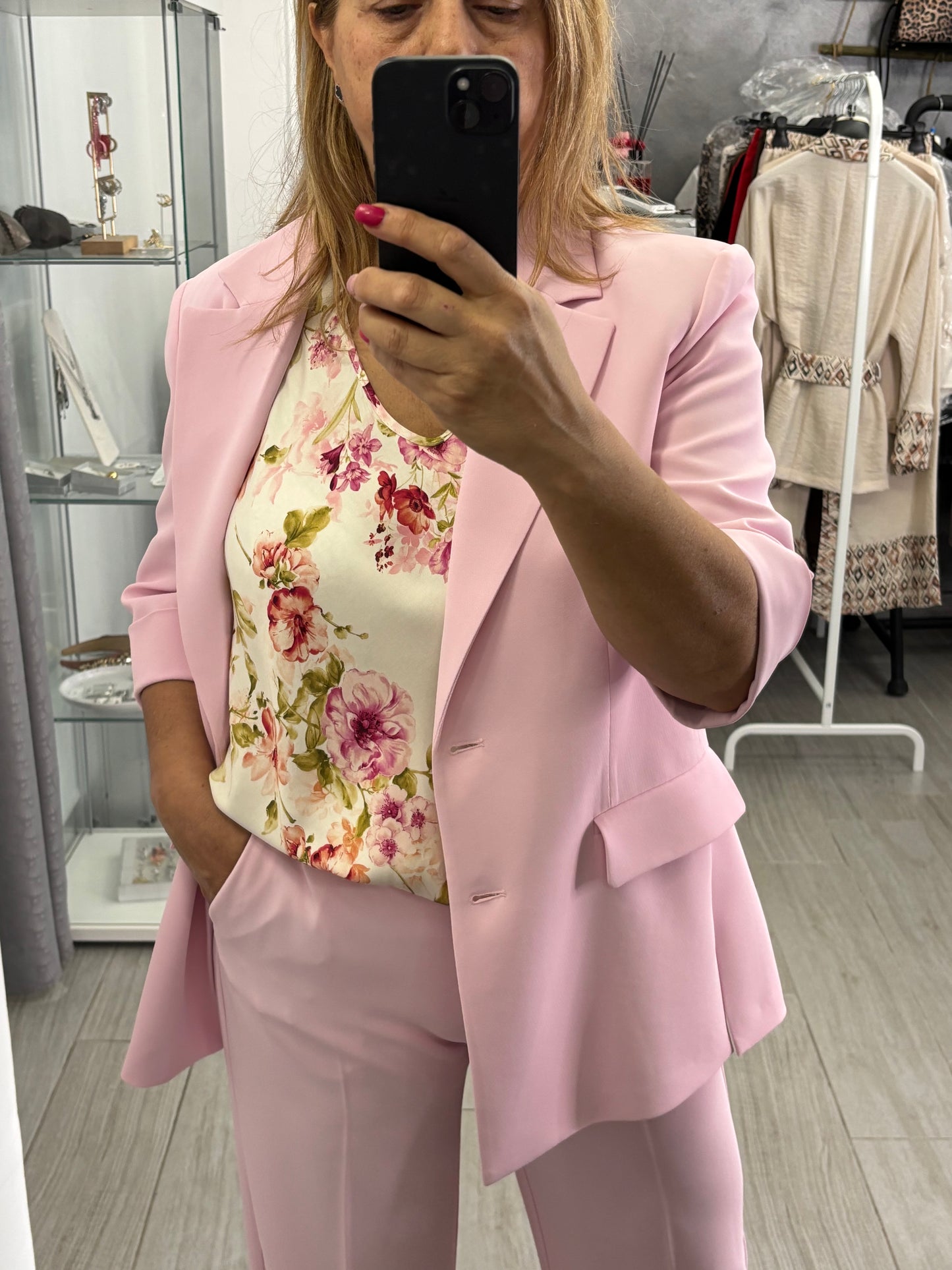 Camicia Panna/Rosa Imperial