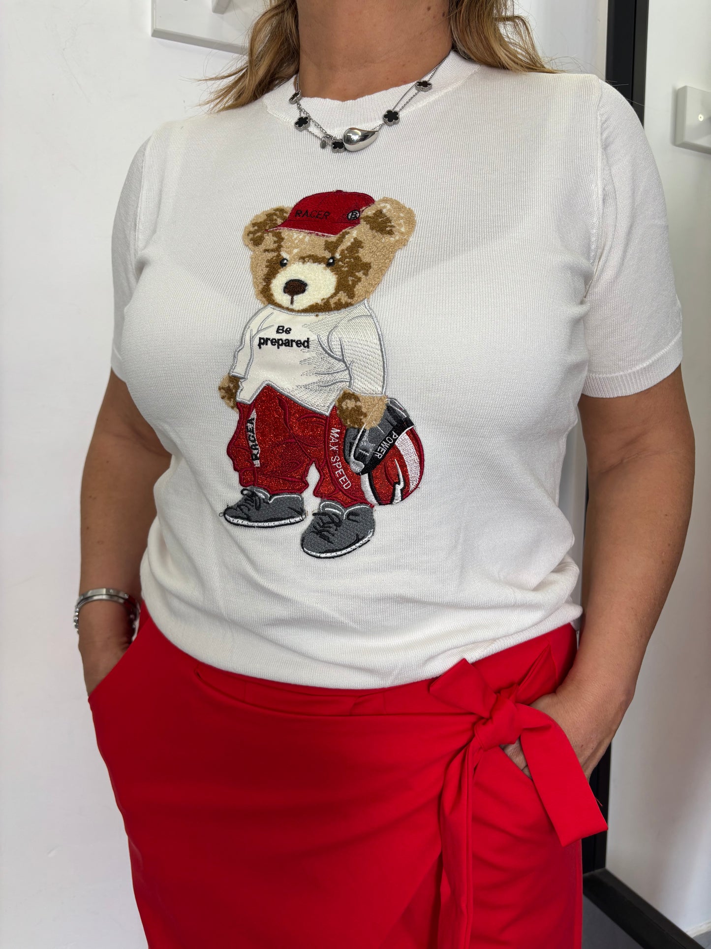 Maglioncino Teddy Basket Bianco