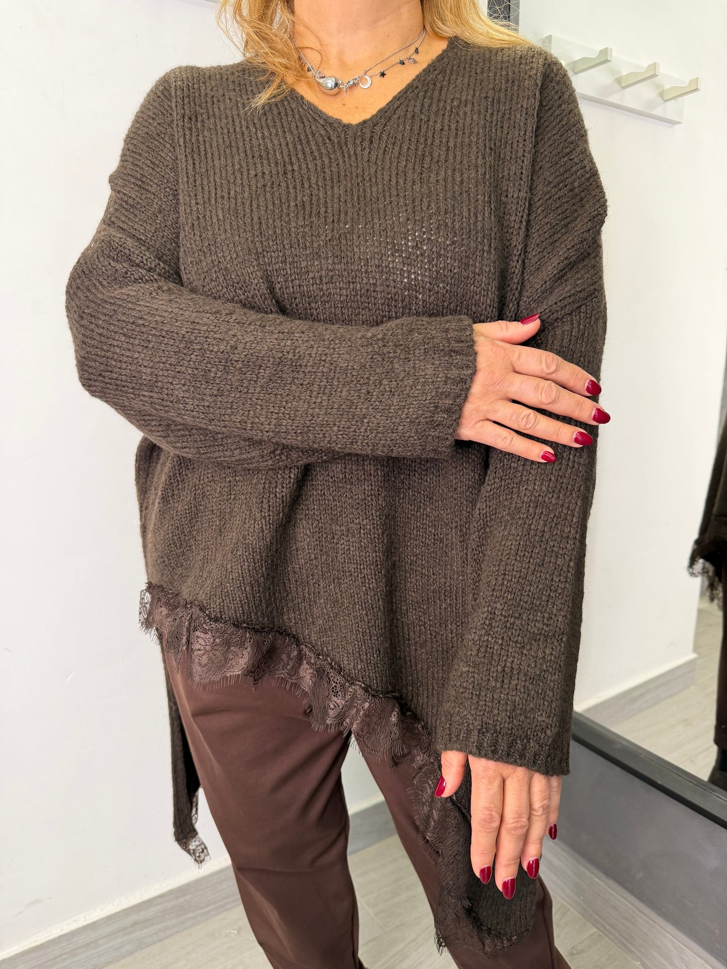 Maglione Pizzo Marrone