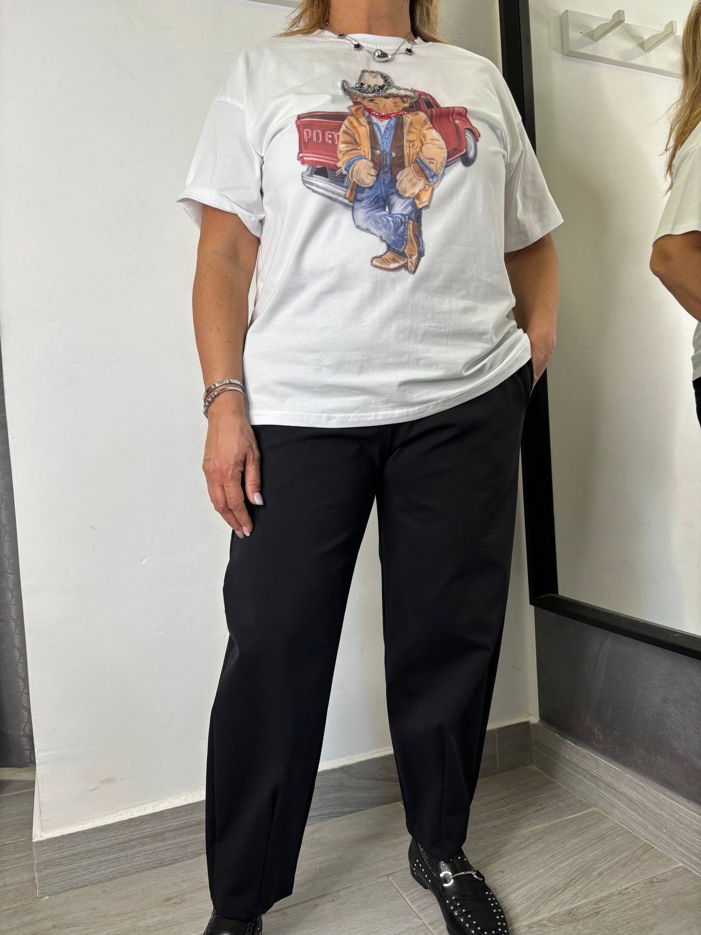 T-Shirt Teddy Car Bianca