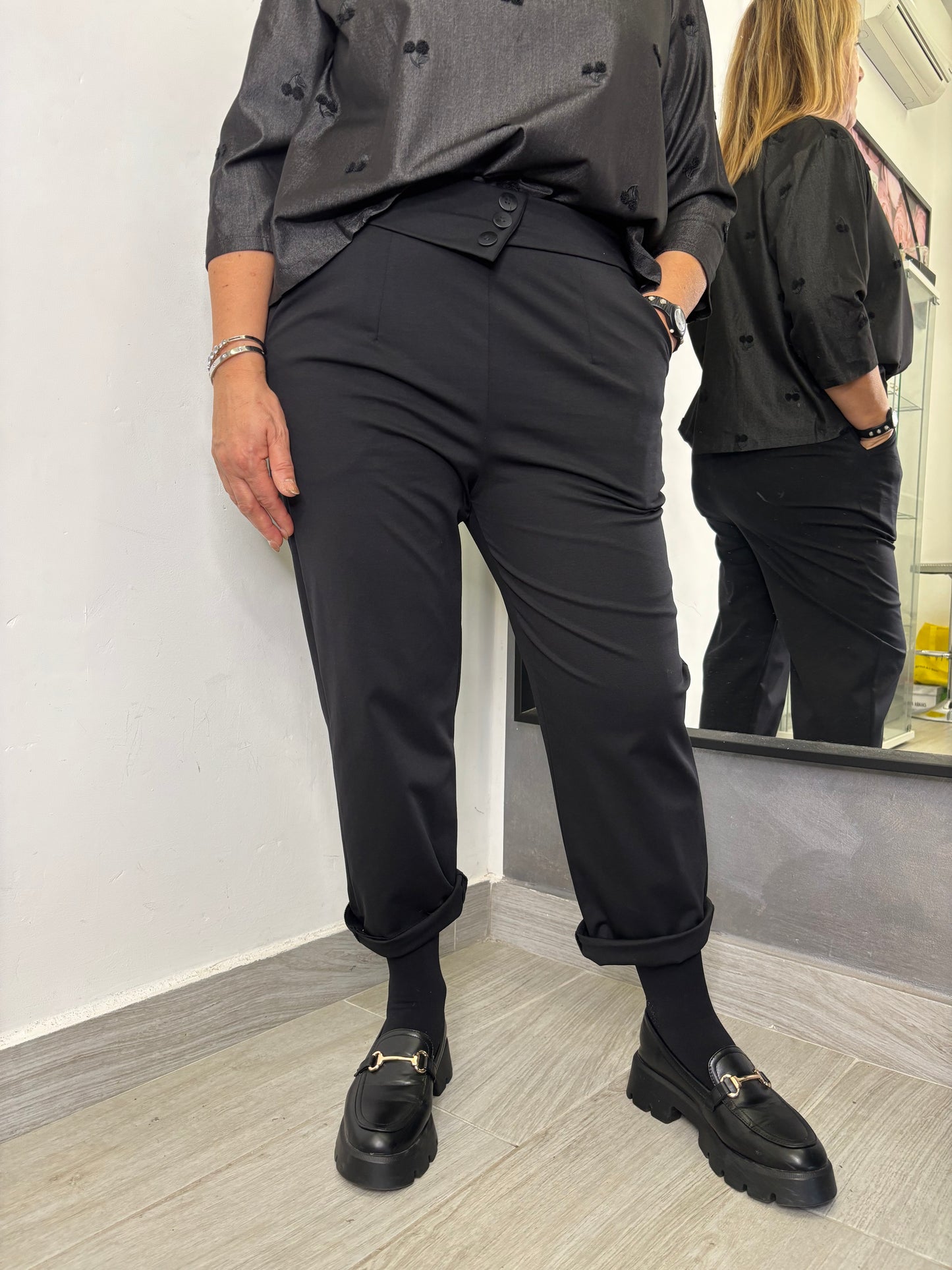 Pantalone Sun Bottoni Centrali Nero