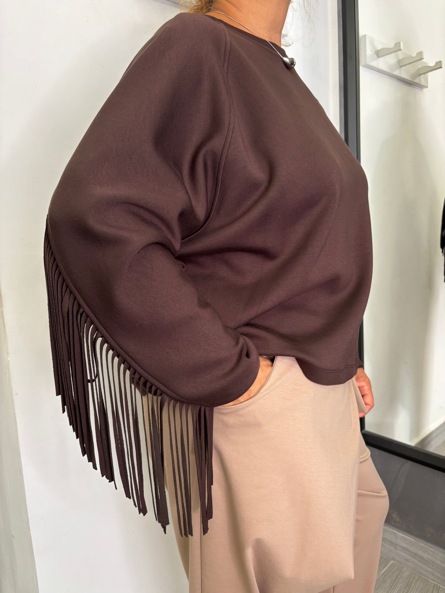 Felpa Frange Marrone Lumina