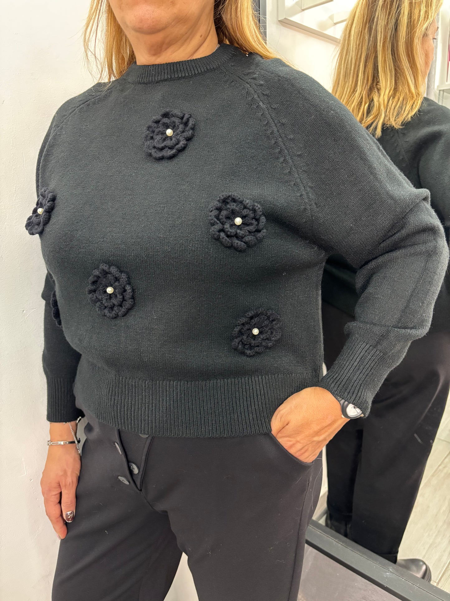 Maglione Perla Fiore Nero
