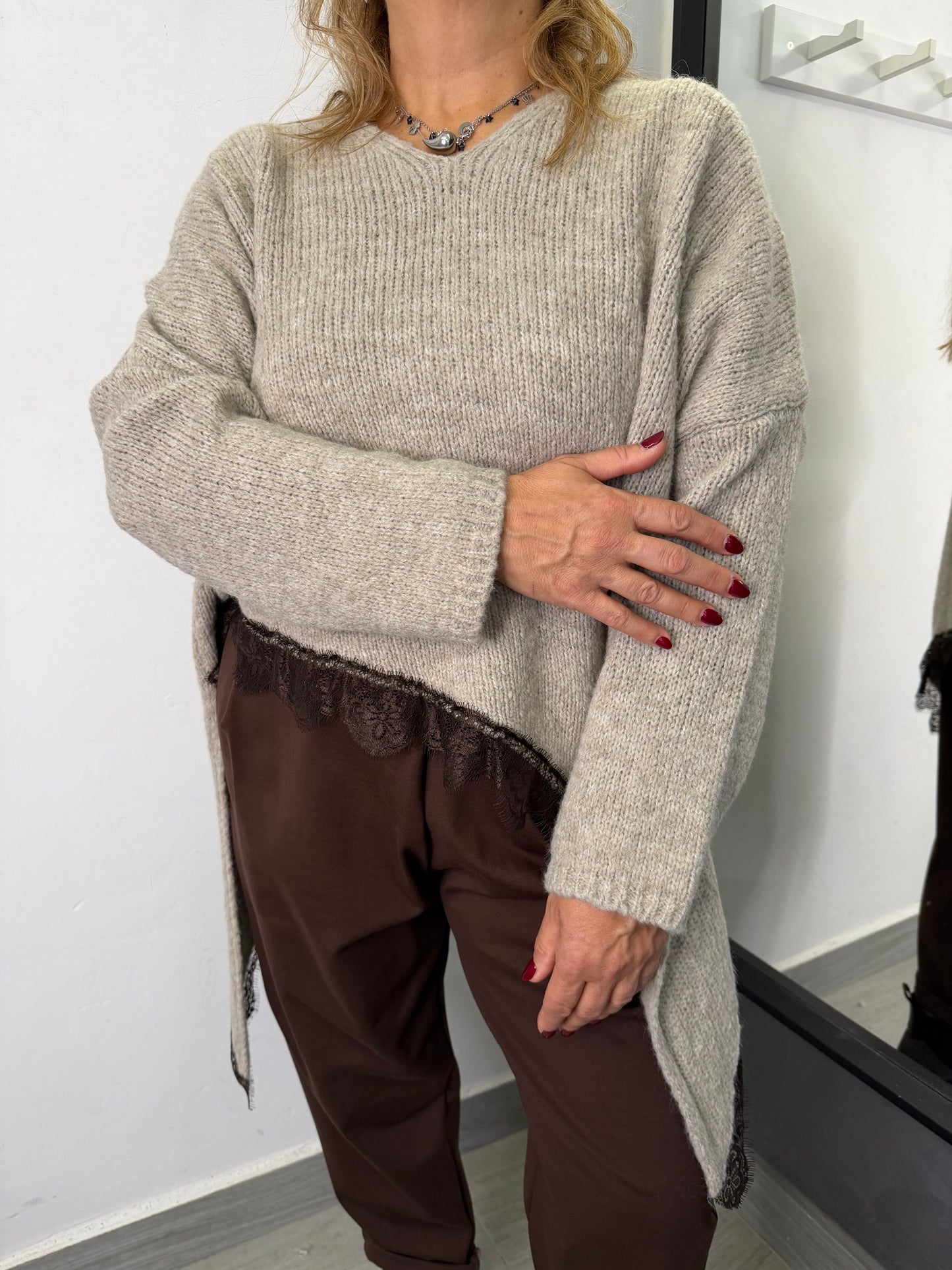 Maglione Pizzo Beige