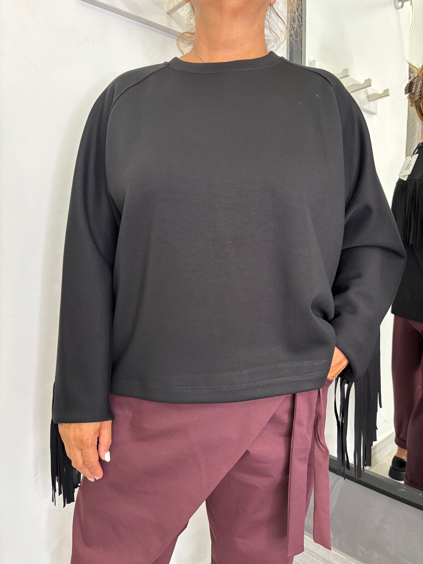 Felpa Frange Nera Lumina