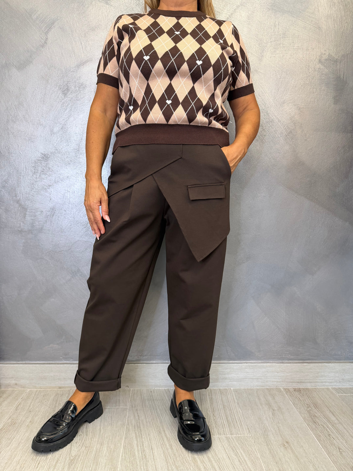 Maglia Rombi Marrone e Beige