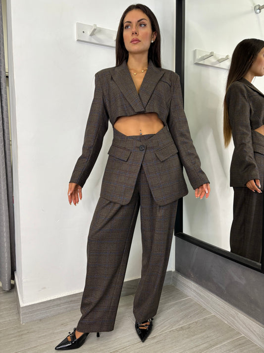 Pantalone Quadri Blu Notte Lumina