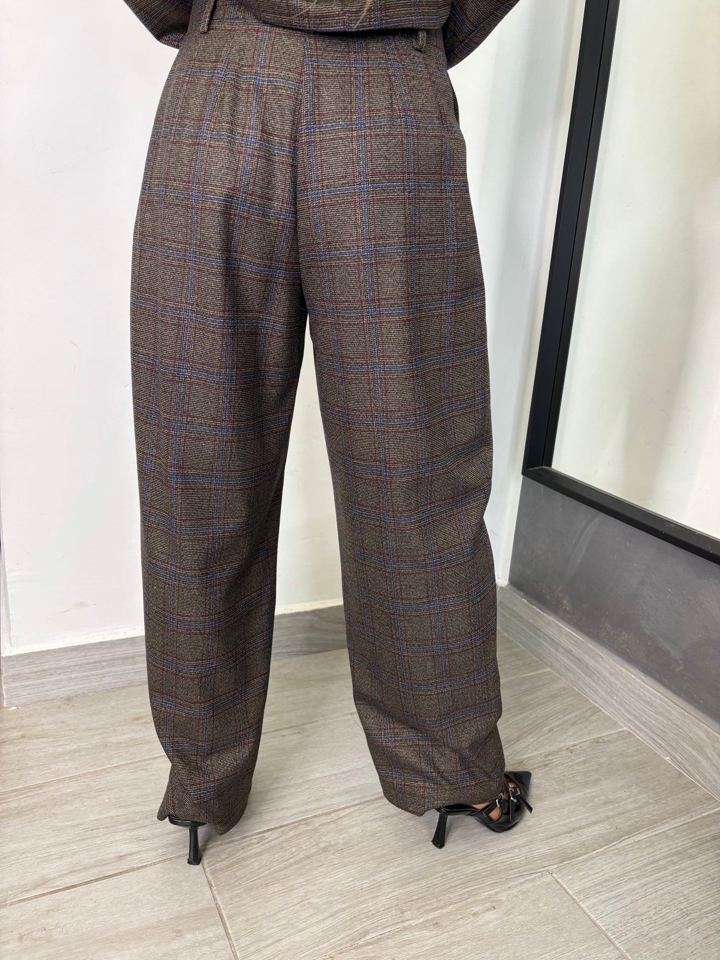 Pantalone Quadri Blu Notte Lumina