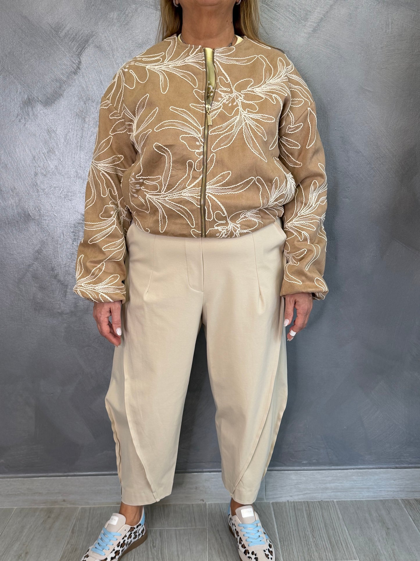 Giubbotto Floreale Camel