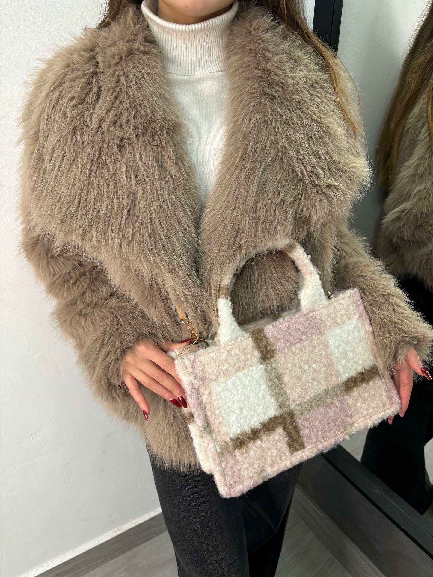 Borsa Midi Bucle’ Rosa/Burro