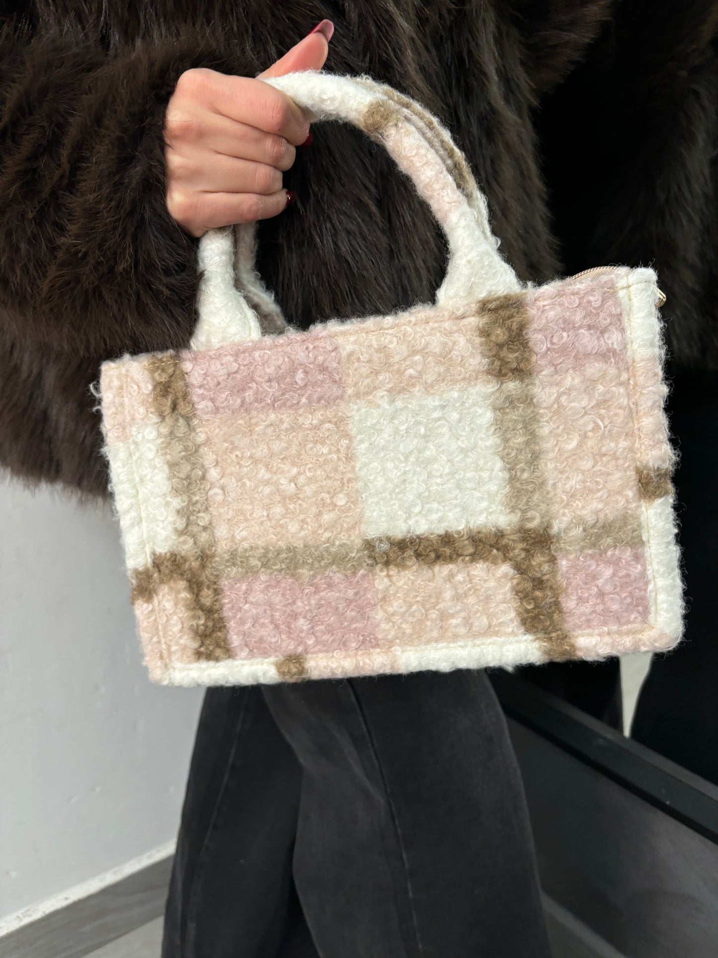 Borsa Midi Bucle’ Rosa/Burro