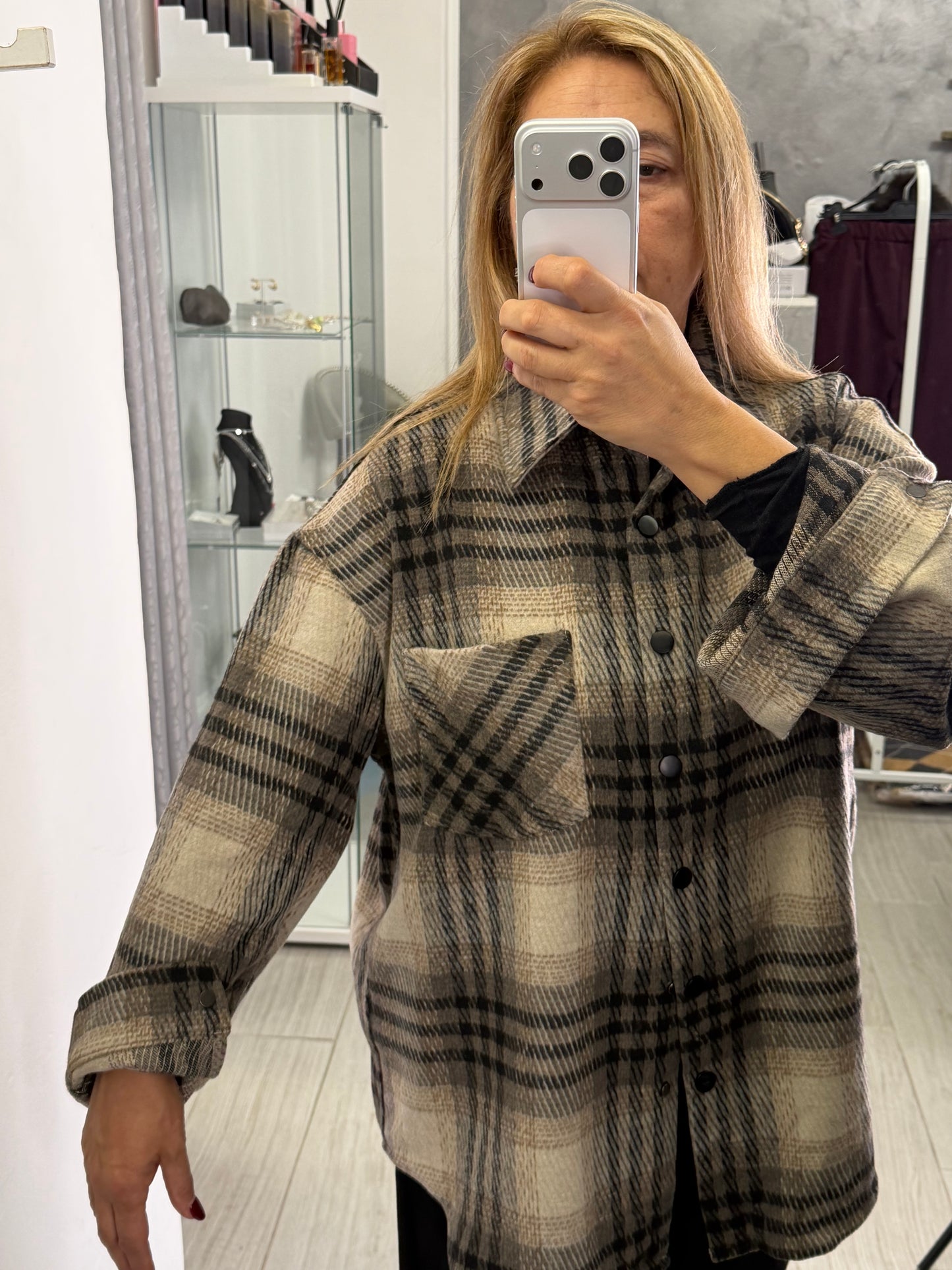 Camicia Quadri Beige