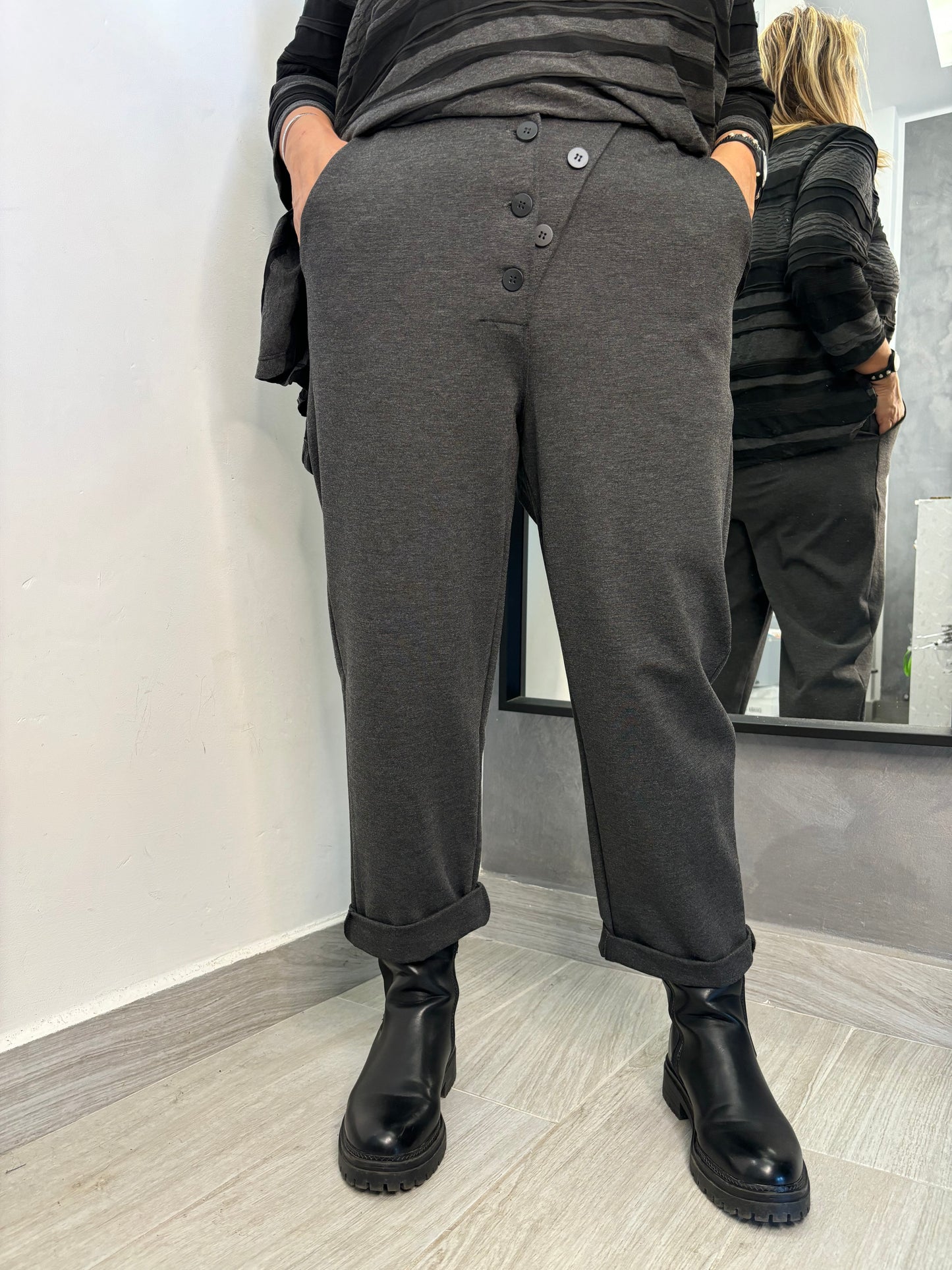 Pantalone Sun Bottoni Grigio