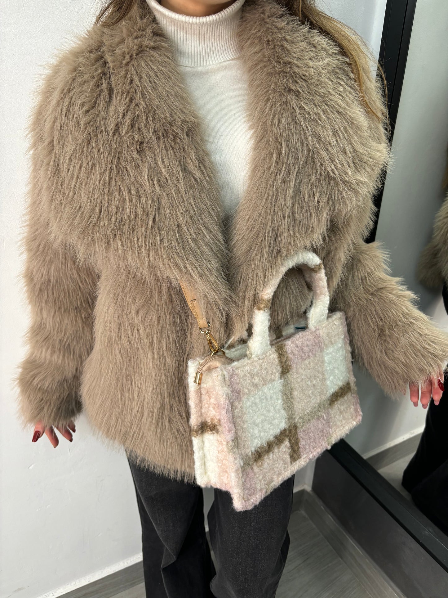 Borsa Midi Bucle’ Rosa/Burro