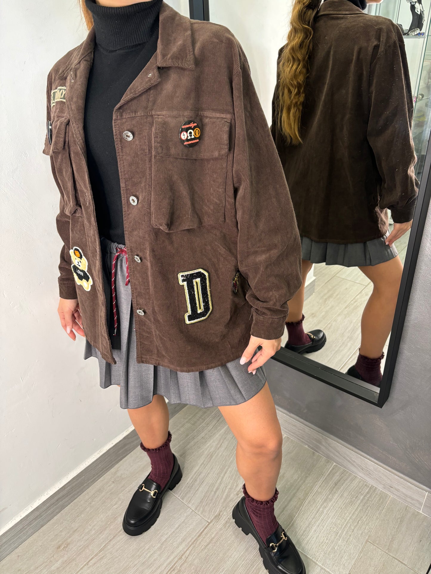 Camicia College Marrone