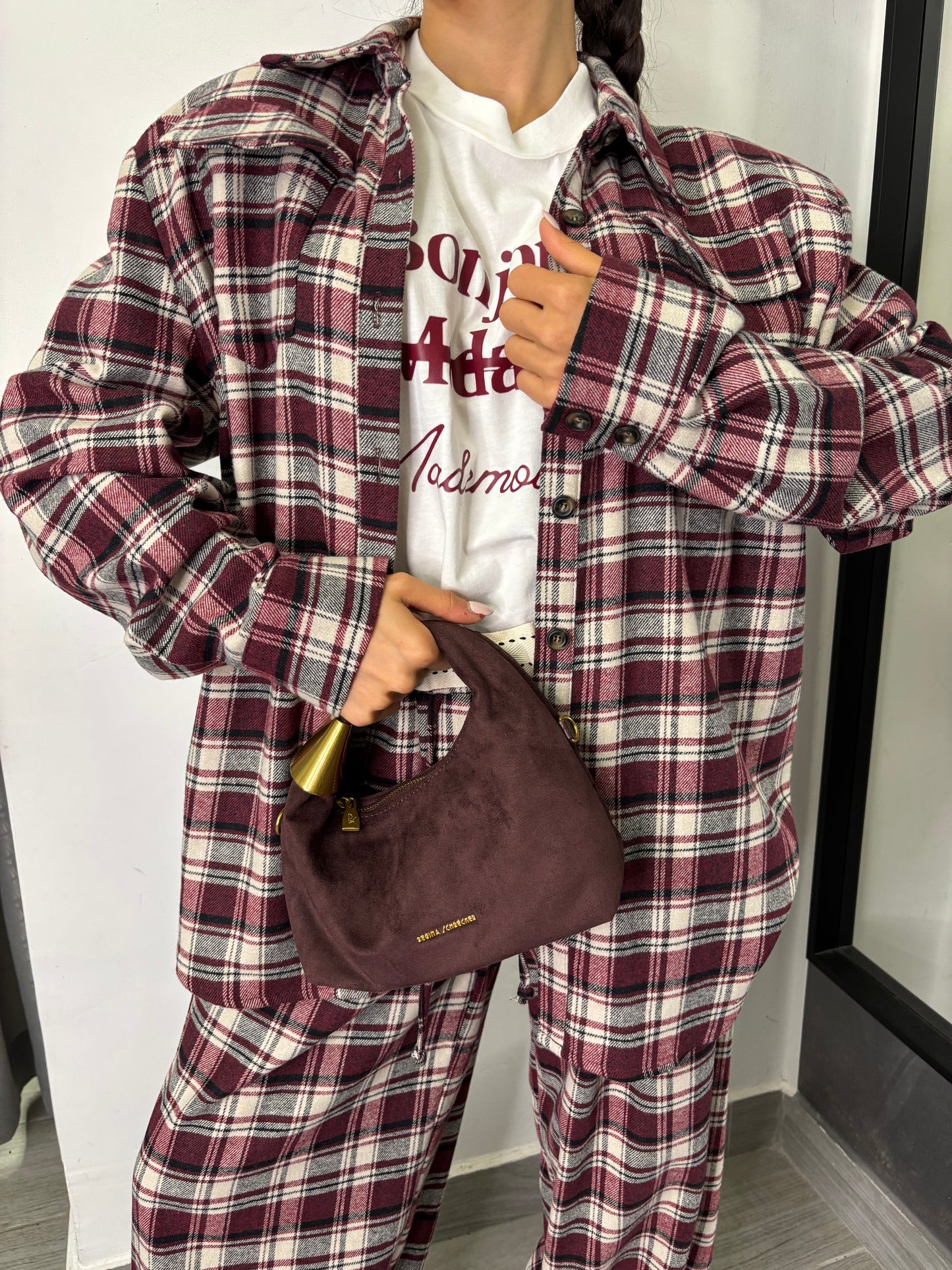 Camicia A Quadri Burgundi Lumina
