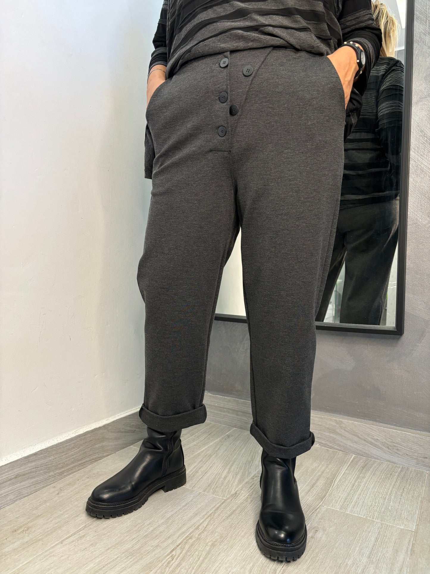 Pantalone Sun Bottoni Grigio