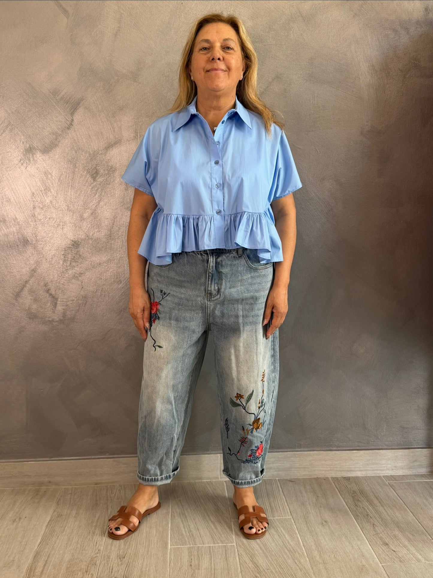 Camicia Crop Imperial Azzurra