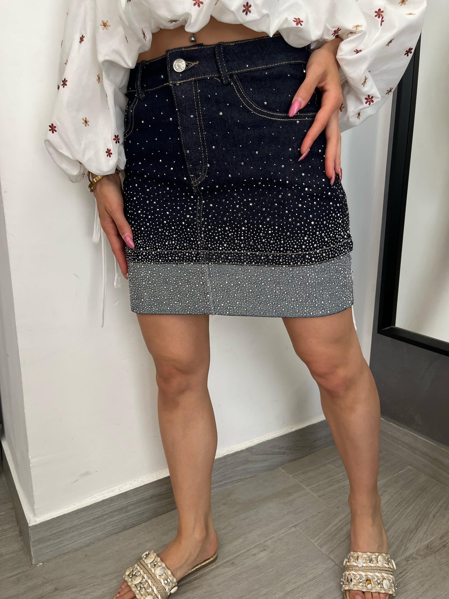 Gonna Denim Strass