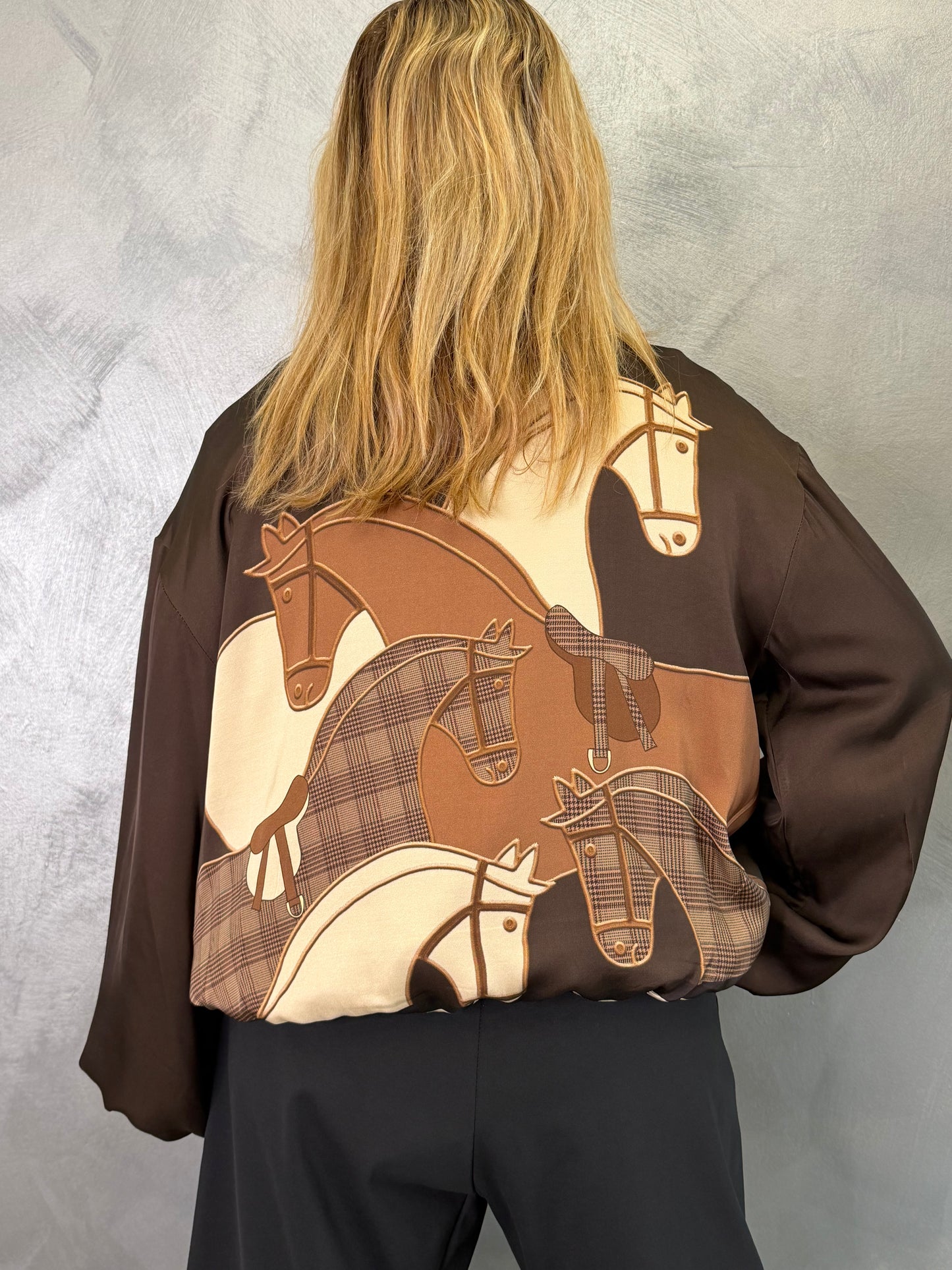 Bomber Marrone Fantasia Cavallo