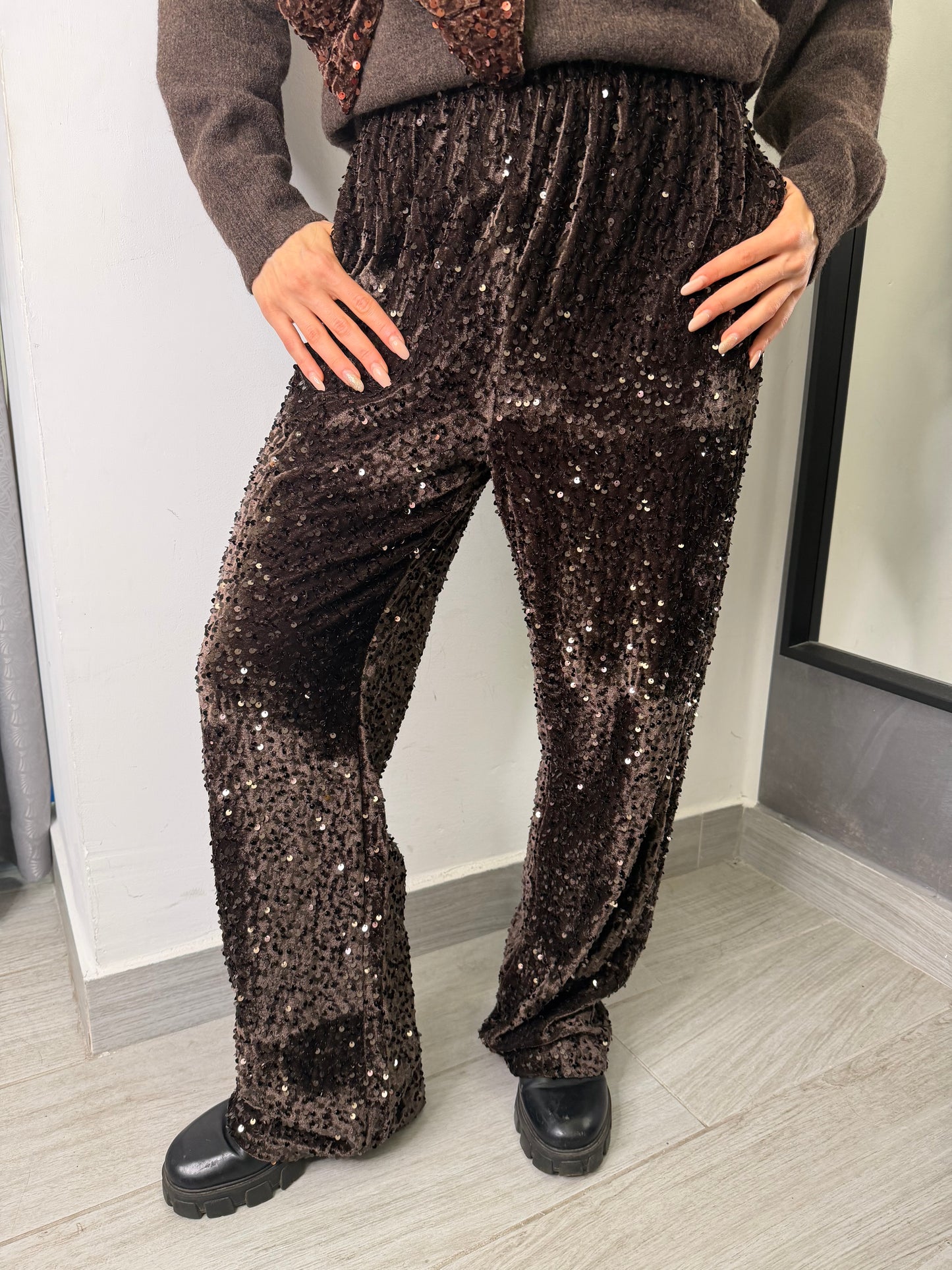 Pantalone Paiettes Marrone