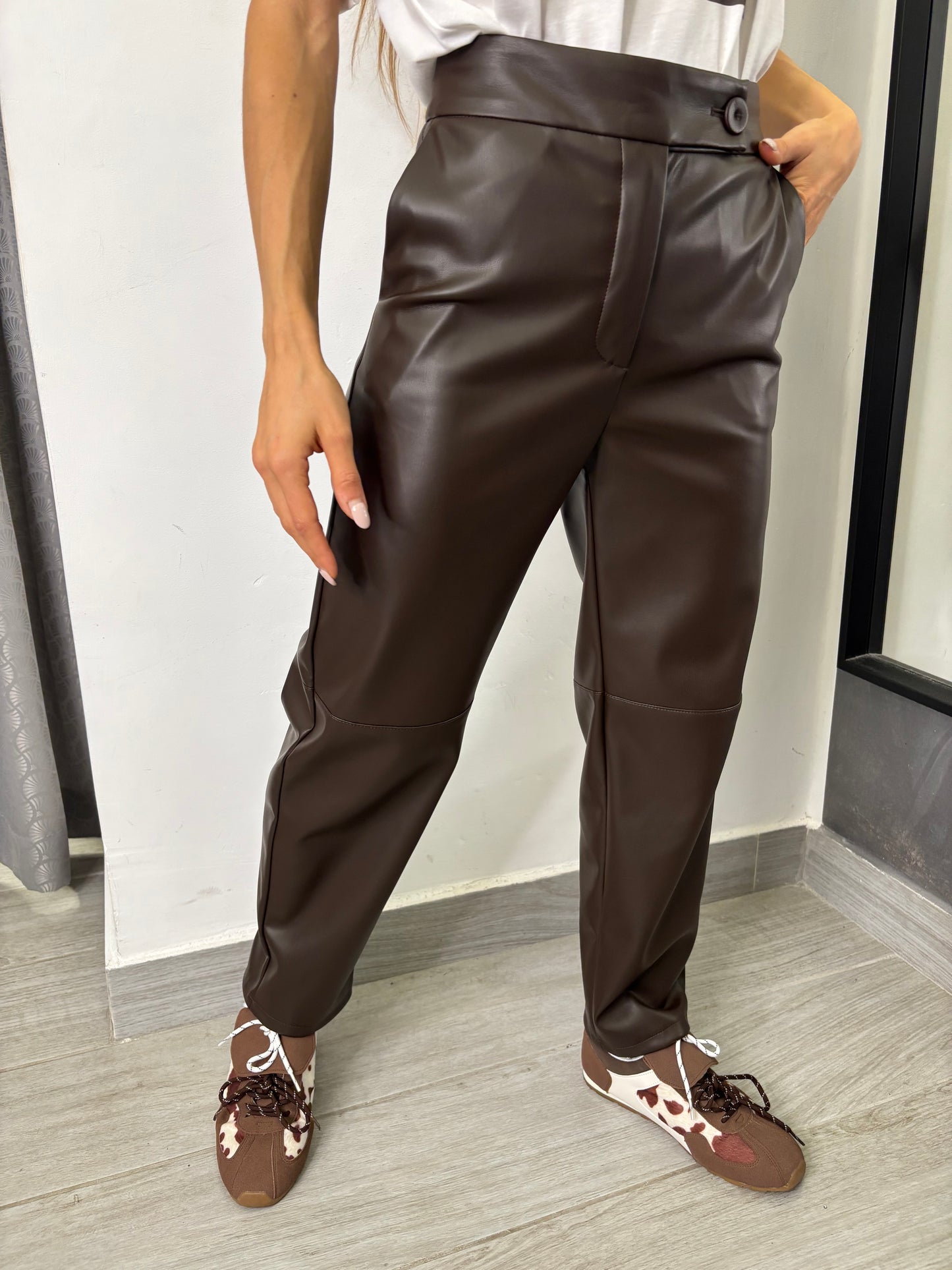 Pantalone Ecopelle Marrone  Imperial