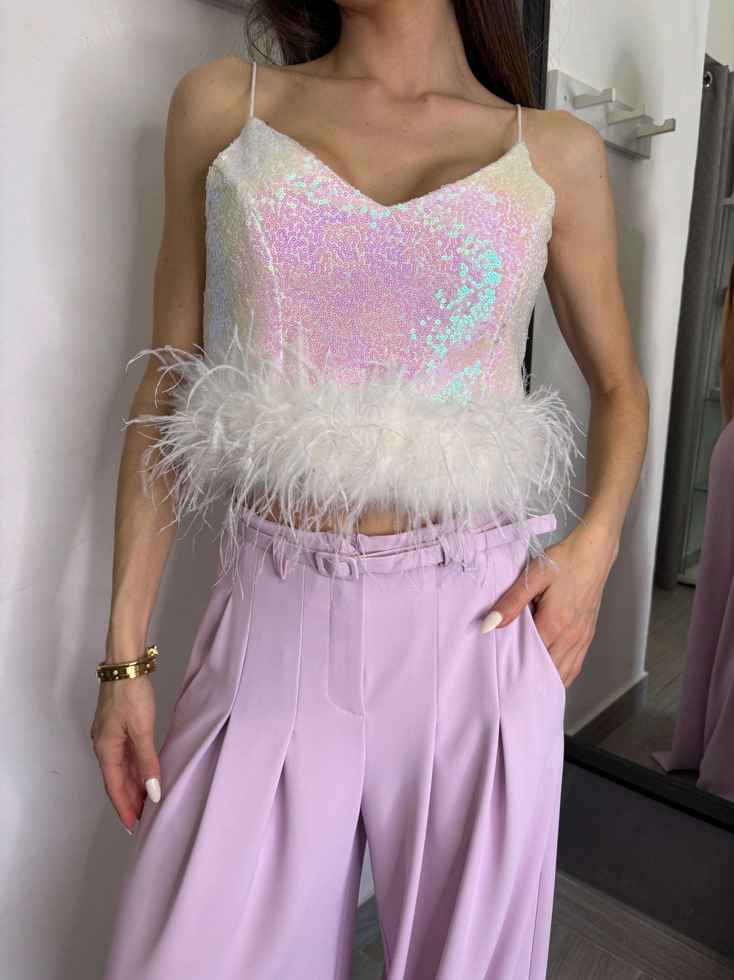 Top Piume Bianco