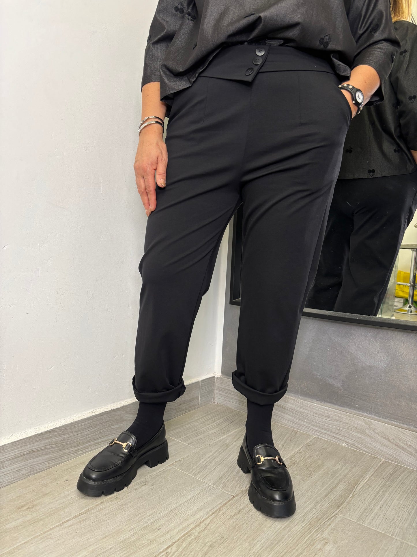 Pantalone Sun Bottoni Centrali Nero