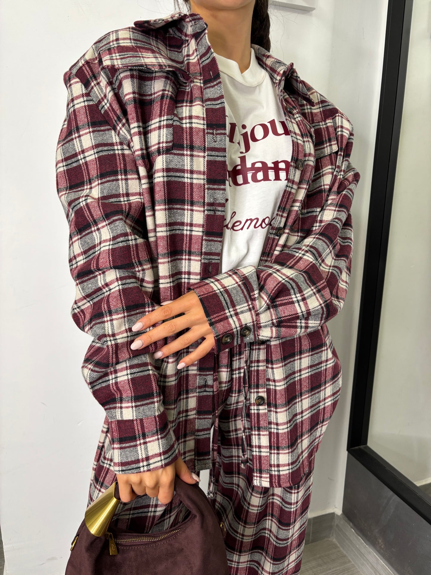 Camicia A Quadri Burgundi Lumina