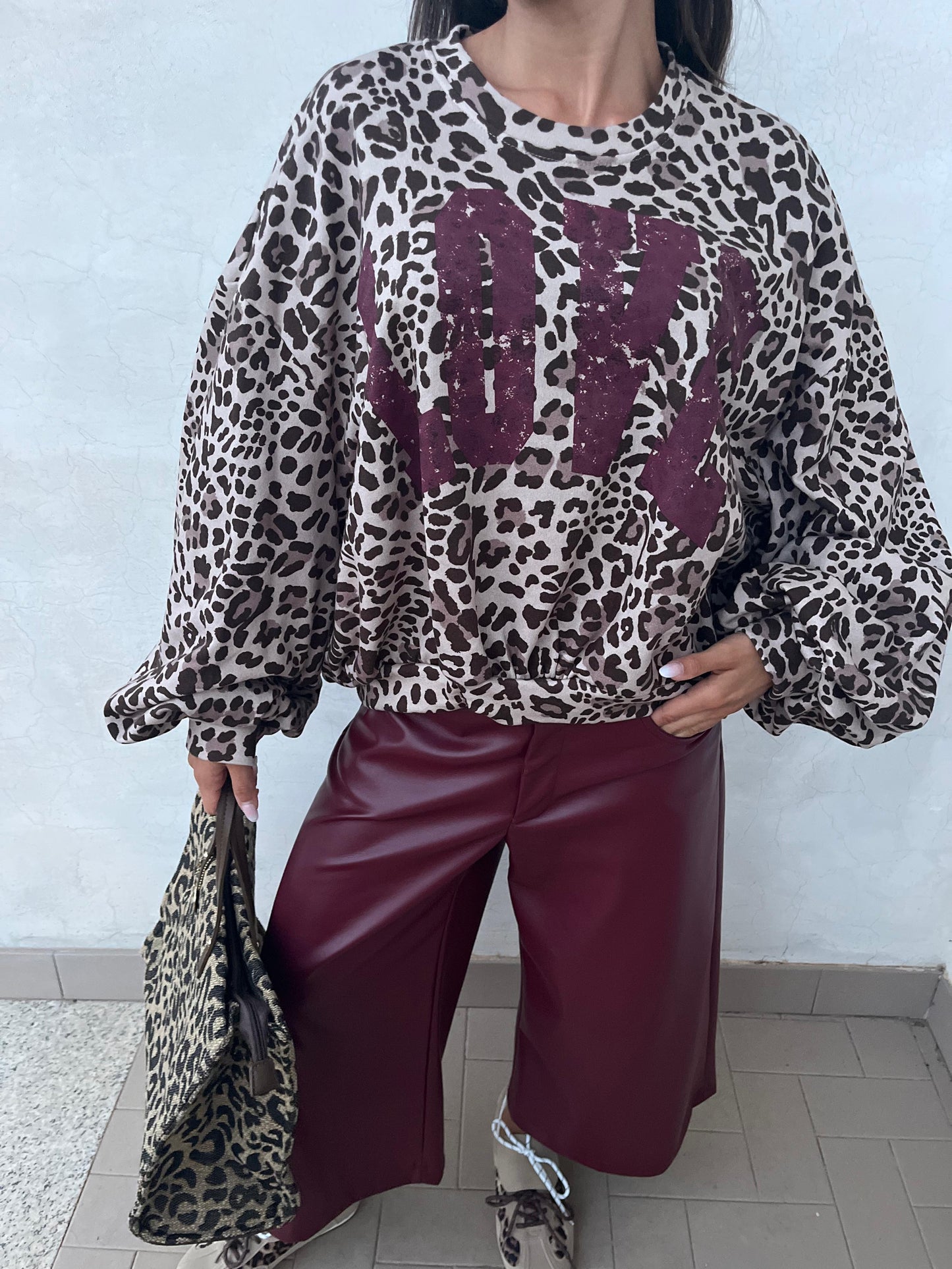 Felpa Love Leopardata