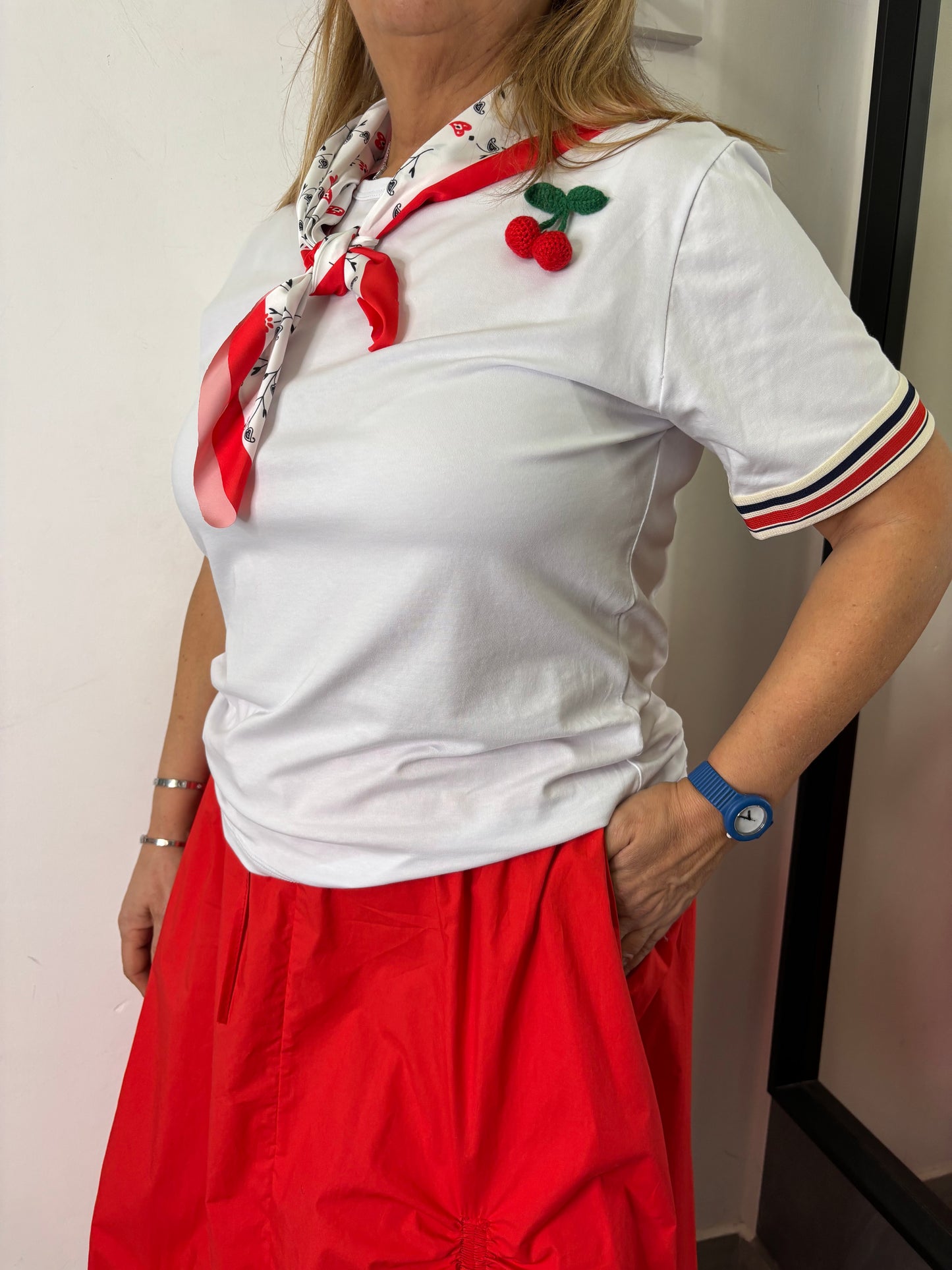 Maglietta Cherry Bianca