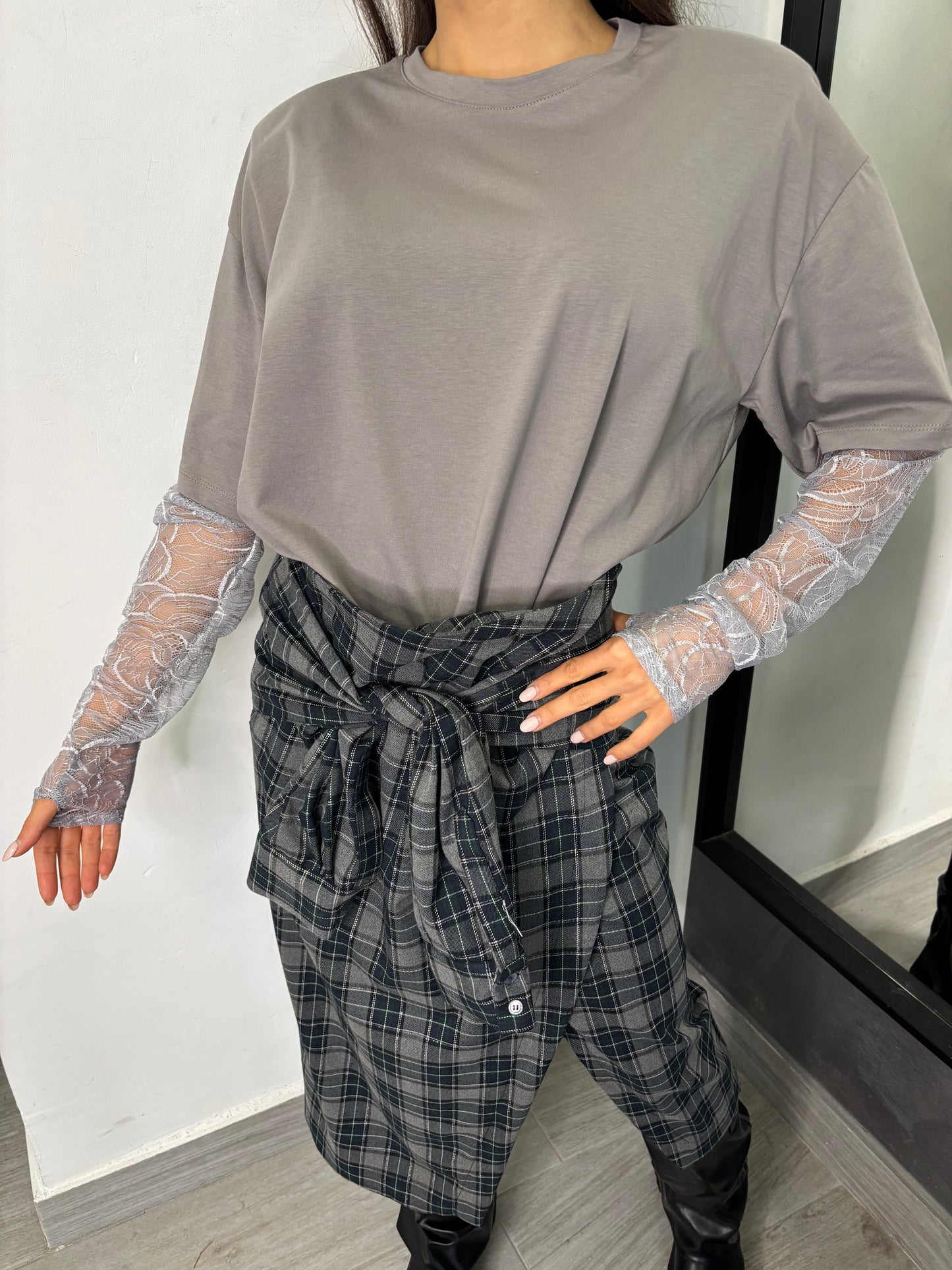 T-Shirt Pizzo Grigio Chiaro Vicolo