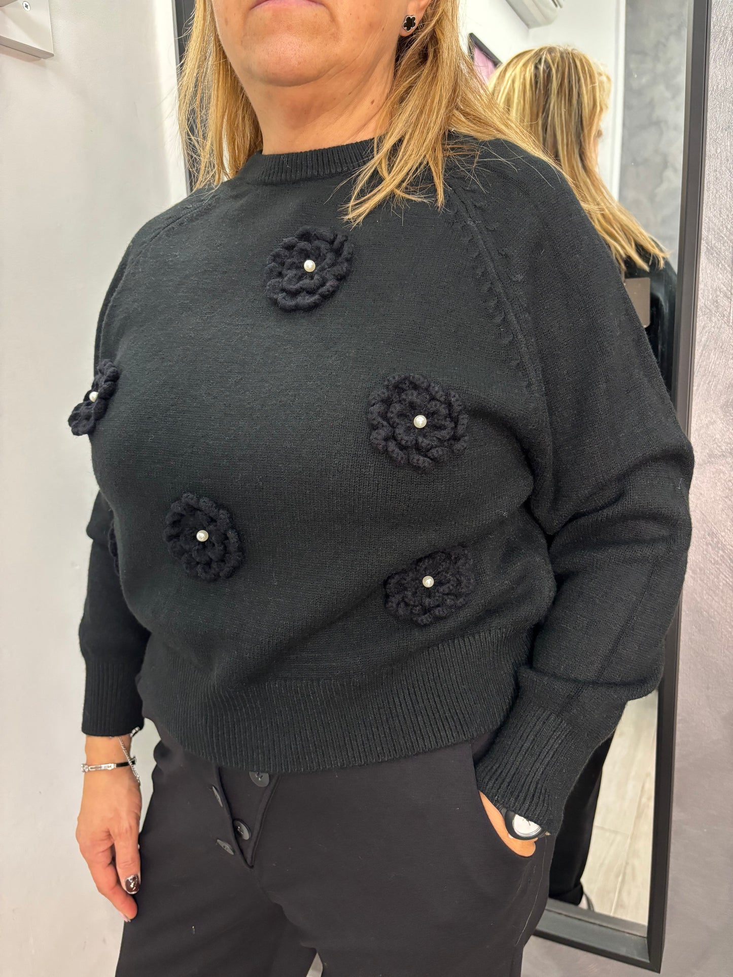 Maglione Perla Fiore Nero