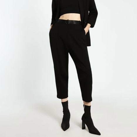 IMPERIAL - Pantaloni straight monocolour con pinces e cintura