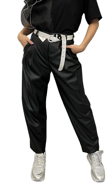 HAVEONE - PANTALONE IN ECOPELLE A OVETTO