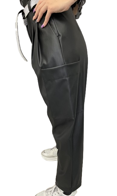 HAVEONE - PANTALONE IN ECOPELLE A OVETTO