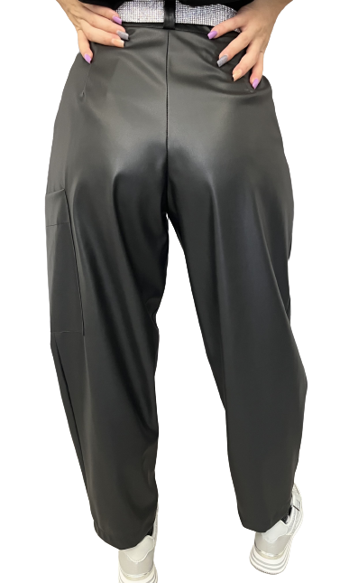 HAVEONE - PANTALONE IN ECOPELLE A OVETTO