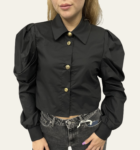 Camicia Nera Camicia Sbuffo Camicetta Elegante Camicette Con