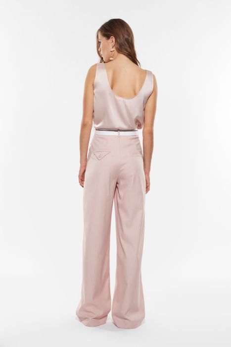 Pantalone a palazzo con pinces e cintura