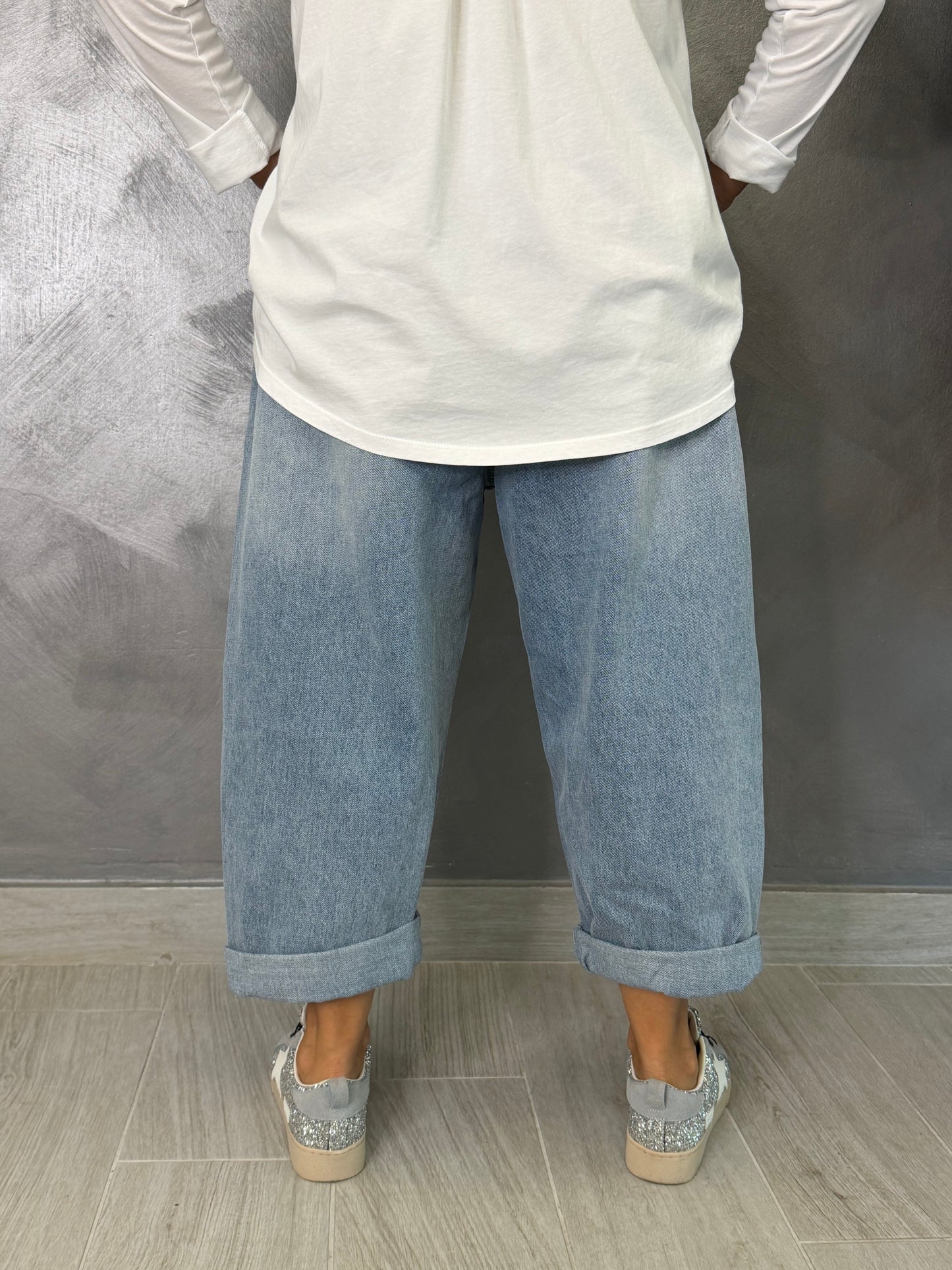 Jeans Chiaro Wendy Ricamo Bianco