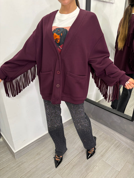 Cardigan Frange Burgundi Lumina