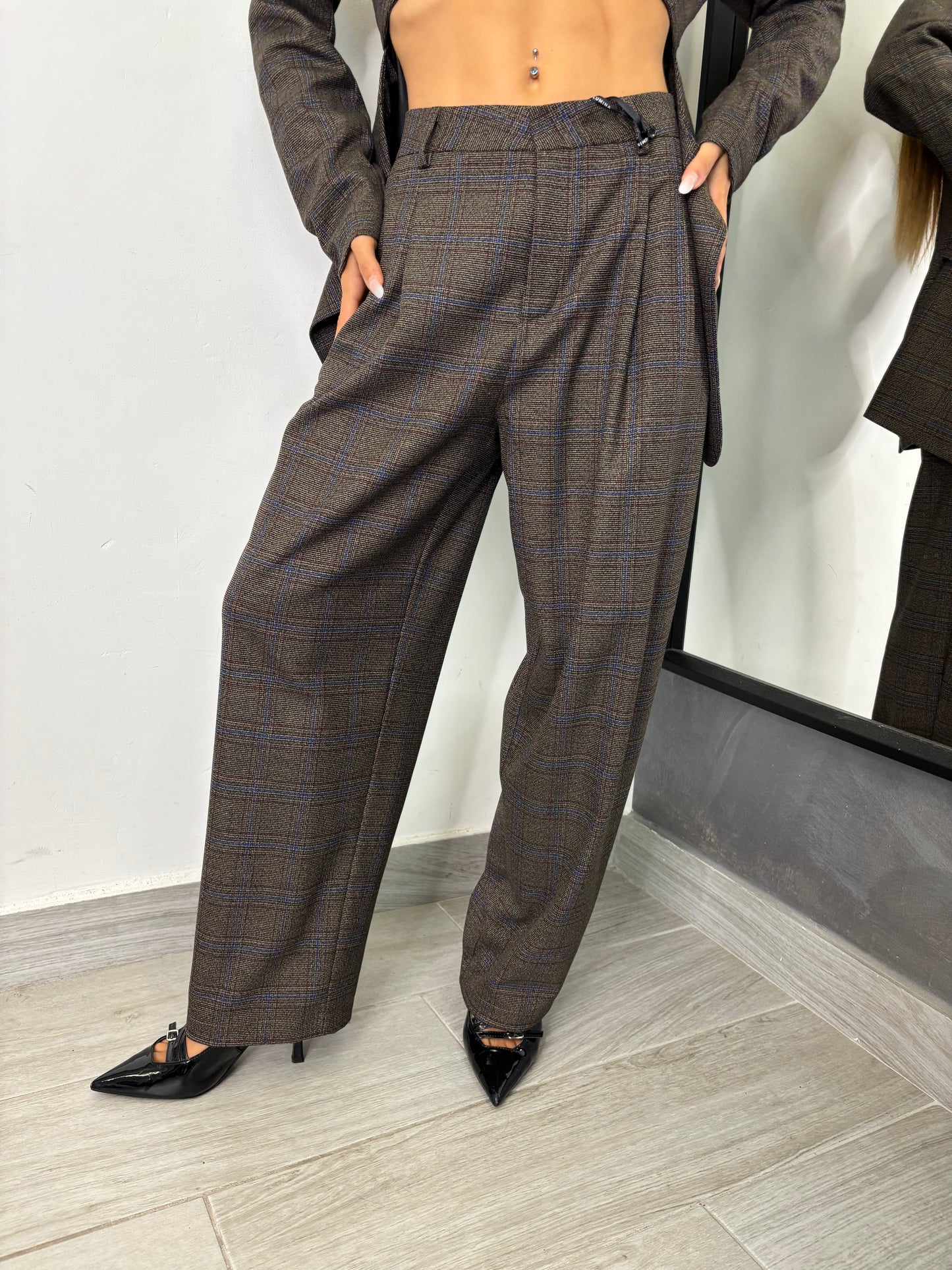 Pantalone Quadri Blu Notte Lumina