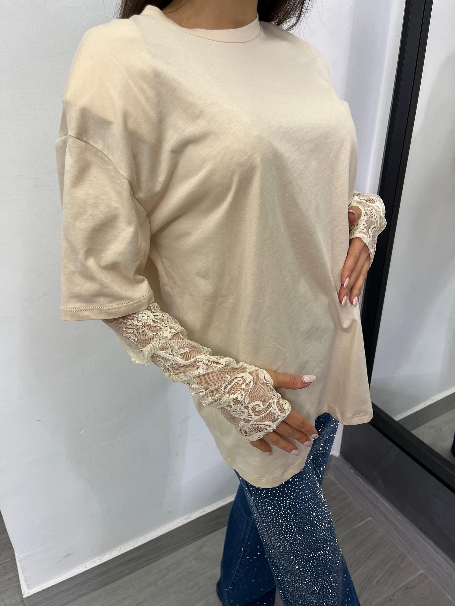 T-Shirt Pizzo Beige Vicolo