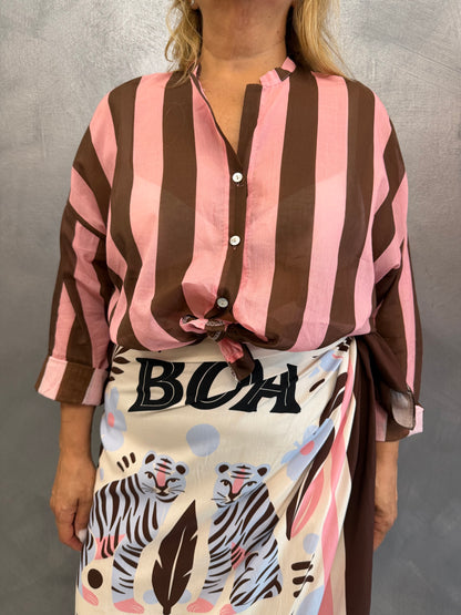Camicia Righe Marrone