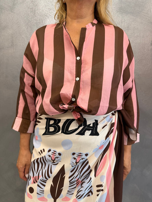 Camicia Righe Marrone