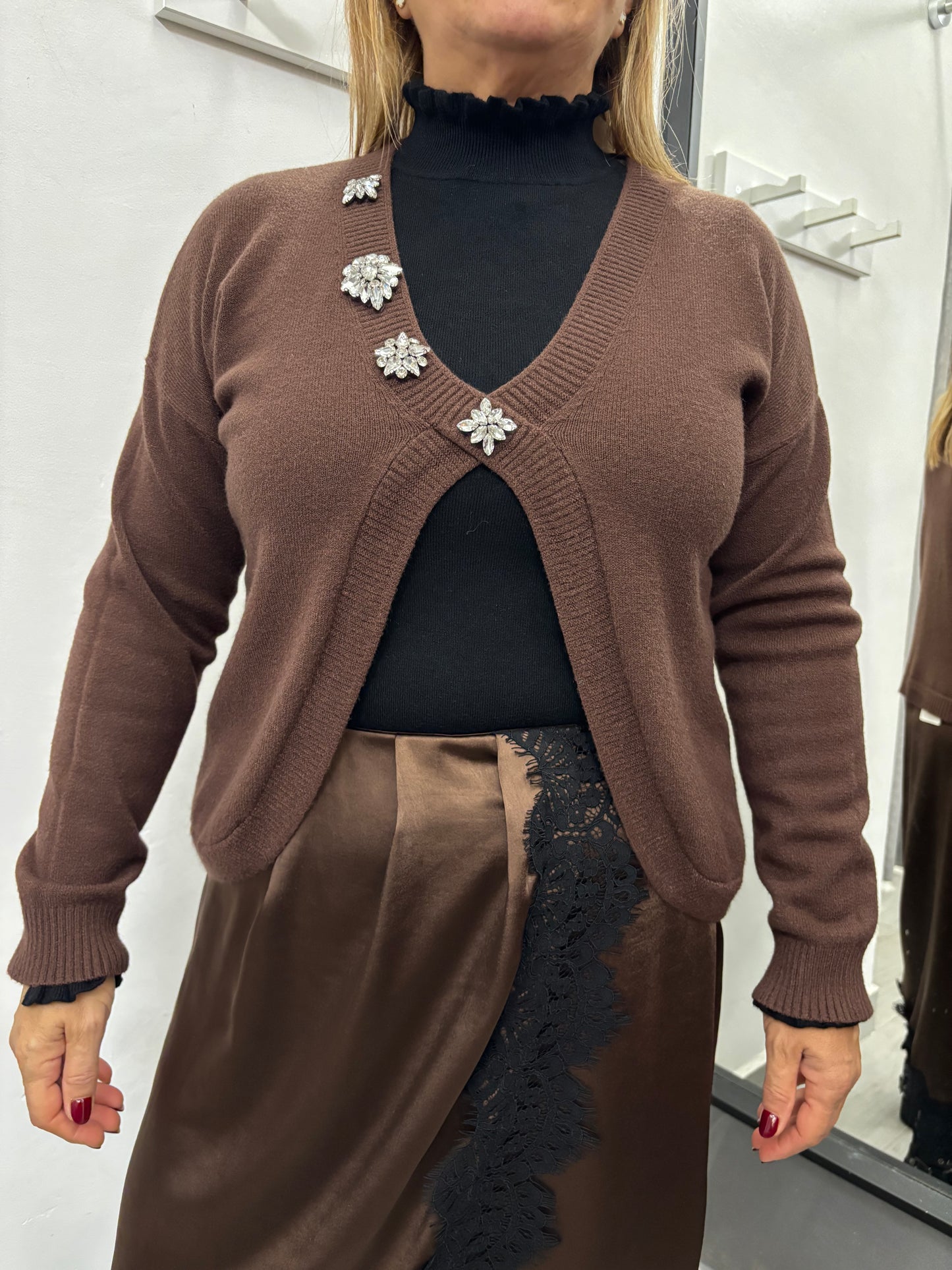 Maglioncino Scollo V Marrone