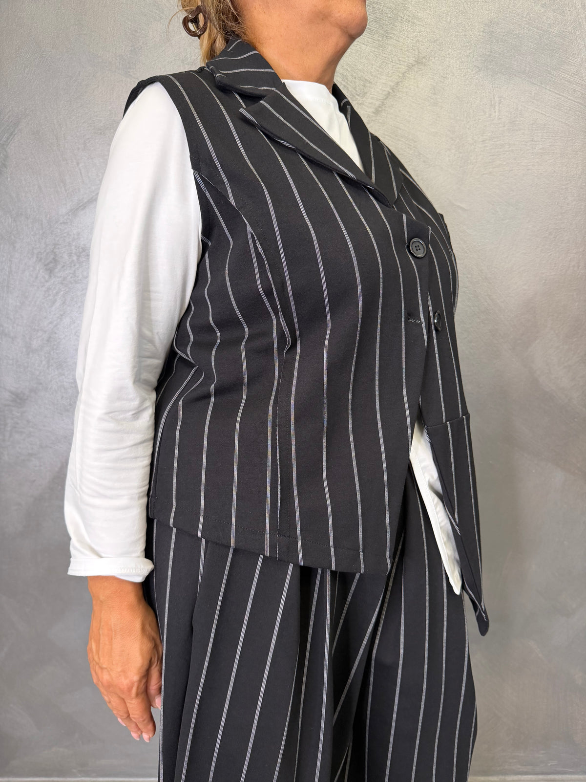 Gilet Aléa Uni Gessato Nero